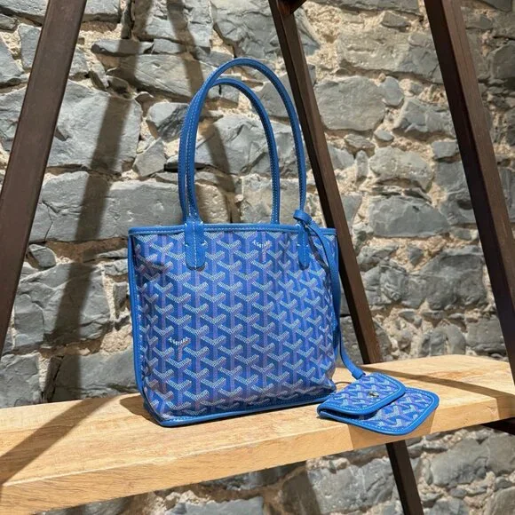 Goyard Blue Goyardine Mini Anjou Shoulder Bag - Picture 2 of 16